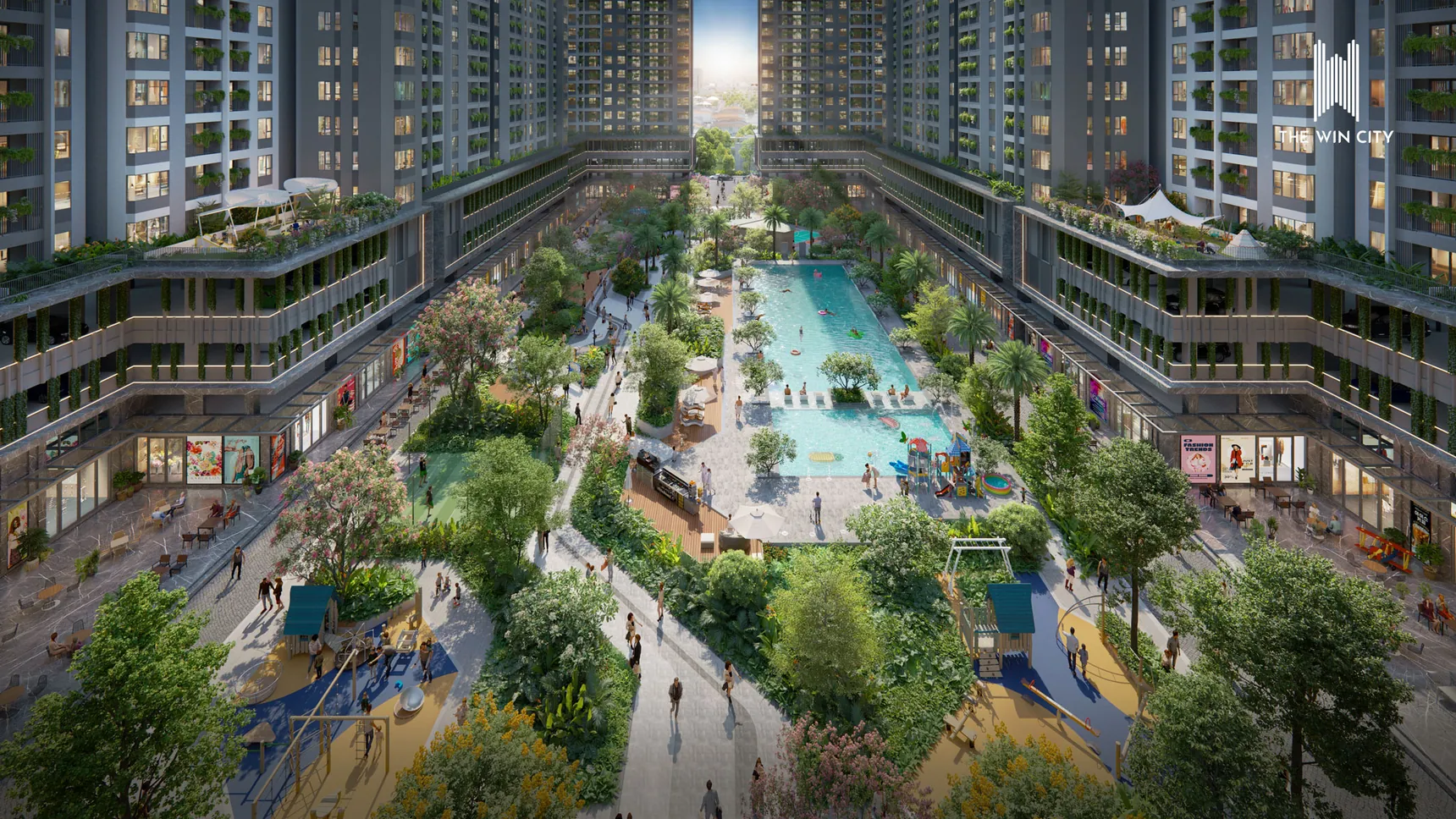 Phối cảnh sân vườn và cảnh quan nội khu The Win City